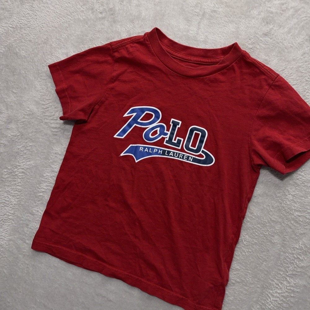 Polo Ralph Lauren Boys 5 Graphic Red Cotton Short Sleeve T Shirt Preppy Casual - Picture 6 of 10